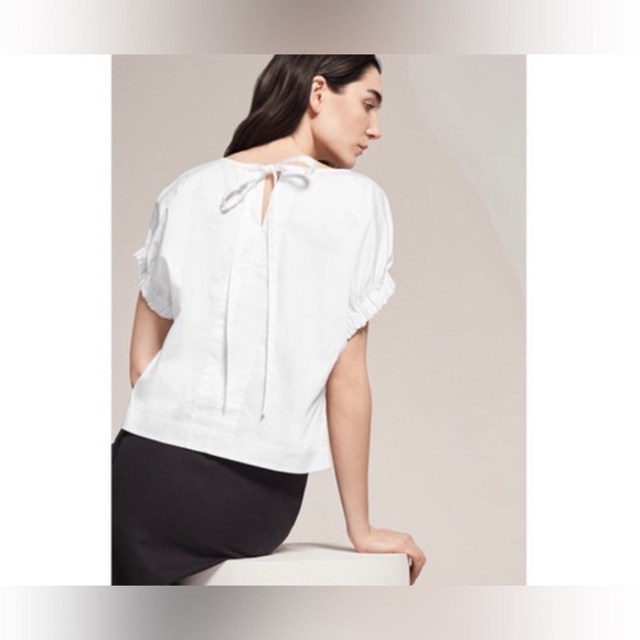 Cuyana White Strappy back tie Top poplin boho chic xs preppy boxy - Picture 14 of 14